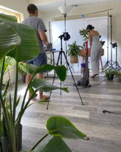 Photo shoot with plants